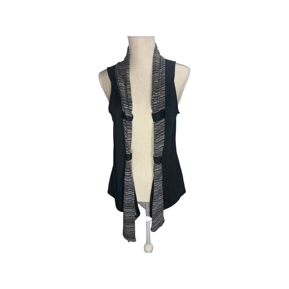 Charlotte Russe black vest with grey scarf